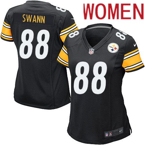 Women Pittsburgh Steelers #88 Lynn Swann Nike Black Game NFL Jersey->women nfl jersey->Women Jersey